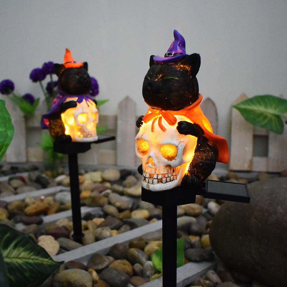 Phantom Purrs on Bone Halloween Solar Light