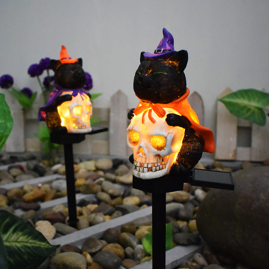 Phantom Purrs on Bone Halloween Solar Light
