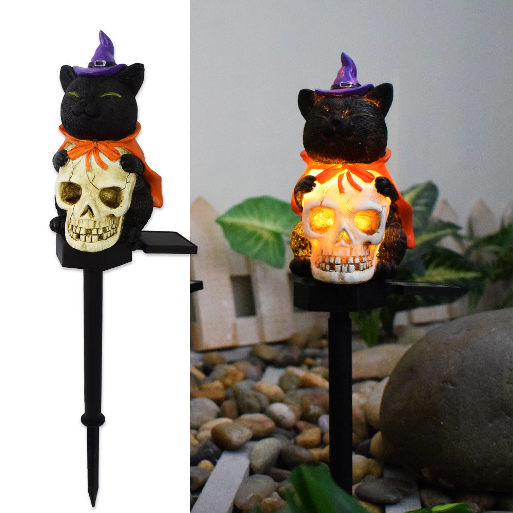Phantom Purrs on Bone Halloween Solar Light